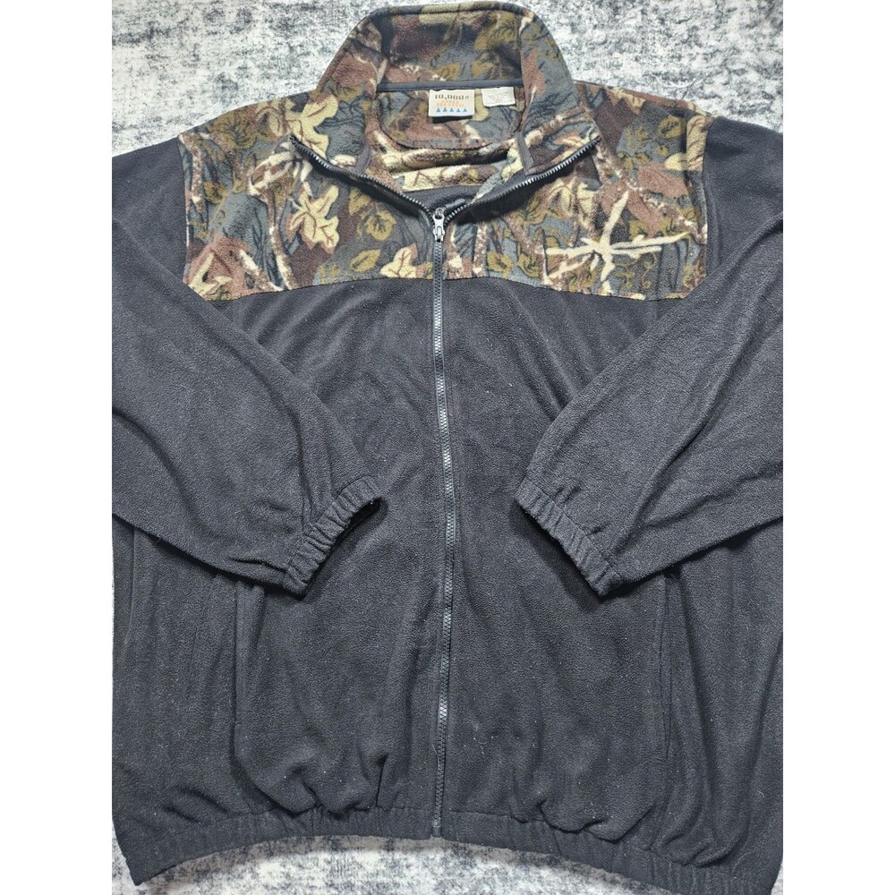 Vintage 10,000 Ft Above Sea Level Black Camo Zip Fleece Jacket Men's Size XXL